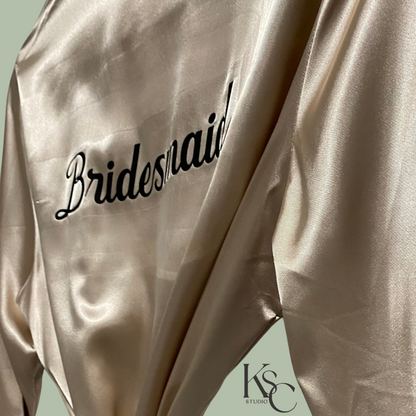 Customisable Bridesmaid Robe/ Gown in Satin - Champagne