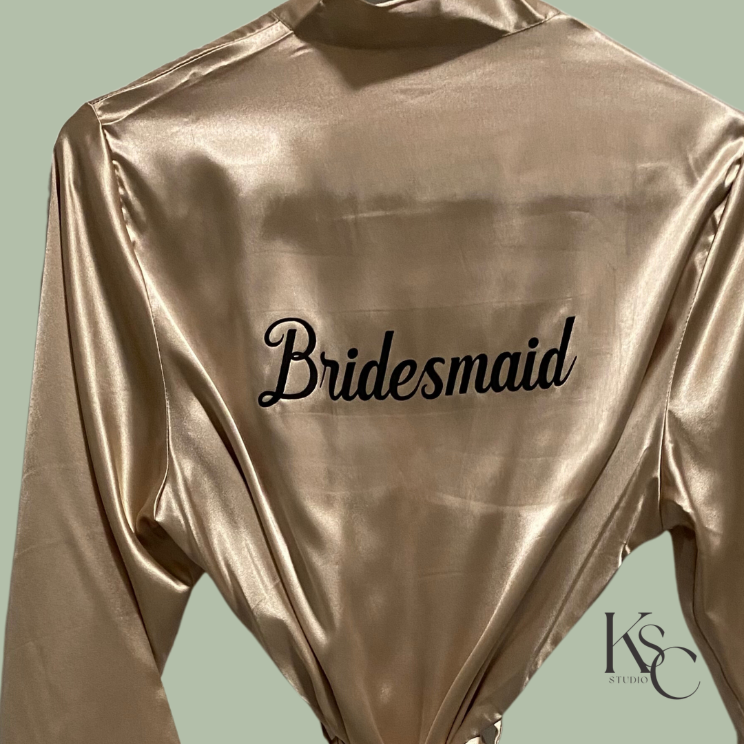 Customisable Bridesmaid Robe/ Gown in Satin - Champagne