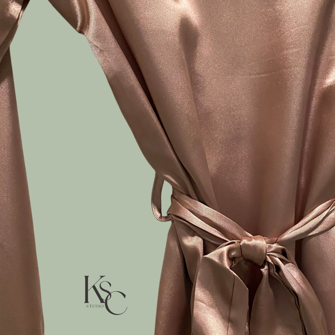 Customisable Bridesmaid Robe/ Gown in Satin - Dusty Pink