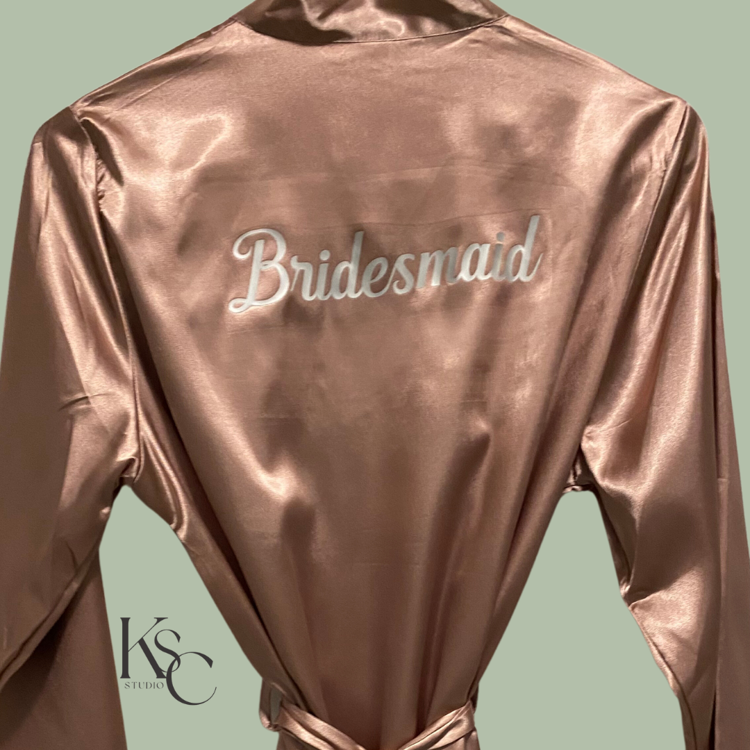 Customisable Bridesmaid Robe/ Gown in Satin - Dusty Pink