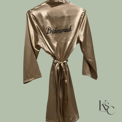 Customisable Bridesmaid Robe/ Gown in Satin - Champagne